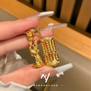金店款轻奢设计感算盘珠越南沙金笼中雀吊坠精致时尚仿真黄金项链