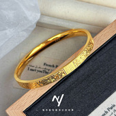 金店同款 高工cnc福字碎冰冰手镯轻奢设计感越南沙金碎冰福字手环