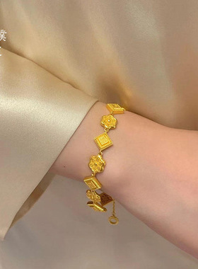 新款久不掉色沙金手链传小众时尚古法华星凝辉不掉色锡金新款女