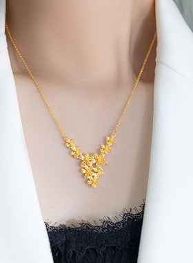 越南沙金花项链花朵套链女新款高级感繁花似锦锁骨链婚嫁花多项链