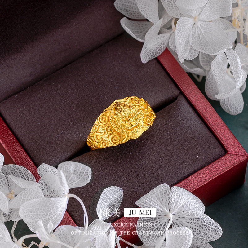 财神越南沙金戒指招财神活口戒子活口可调节黄金戒指男女对戒饰品