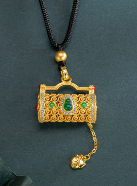 玉石葫芦越南沙金古法钻石包包吊坠复古手提包女款锁骨项链送老婆