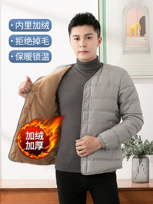 内胆小棉袄保暖羽绒棉服外套2023加绒男士内穿棉衣冬季短款羊羔绒