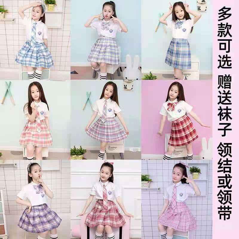 儿童JK制服套装女童学院风百褶裙10岁小学生中大童裙子衬衫全套夏