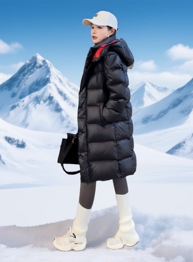 长款内红外黑可脱卸帽外套羽绒服-LHS