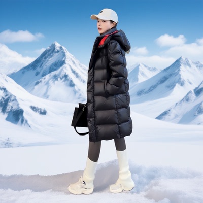 长款内红外黑可脱卸帽外套羽绒服-LHS