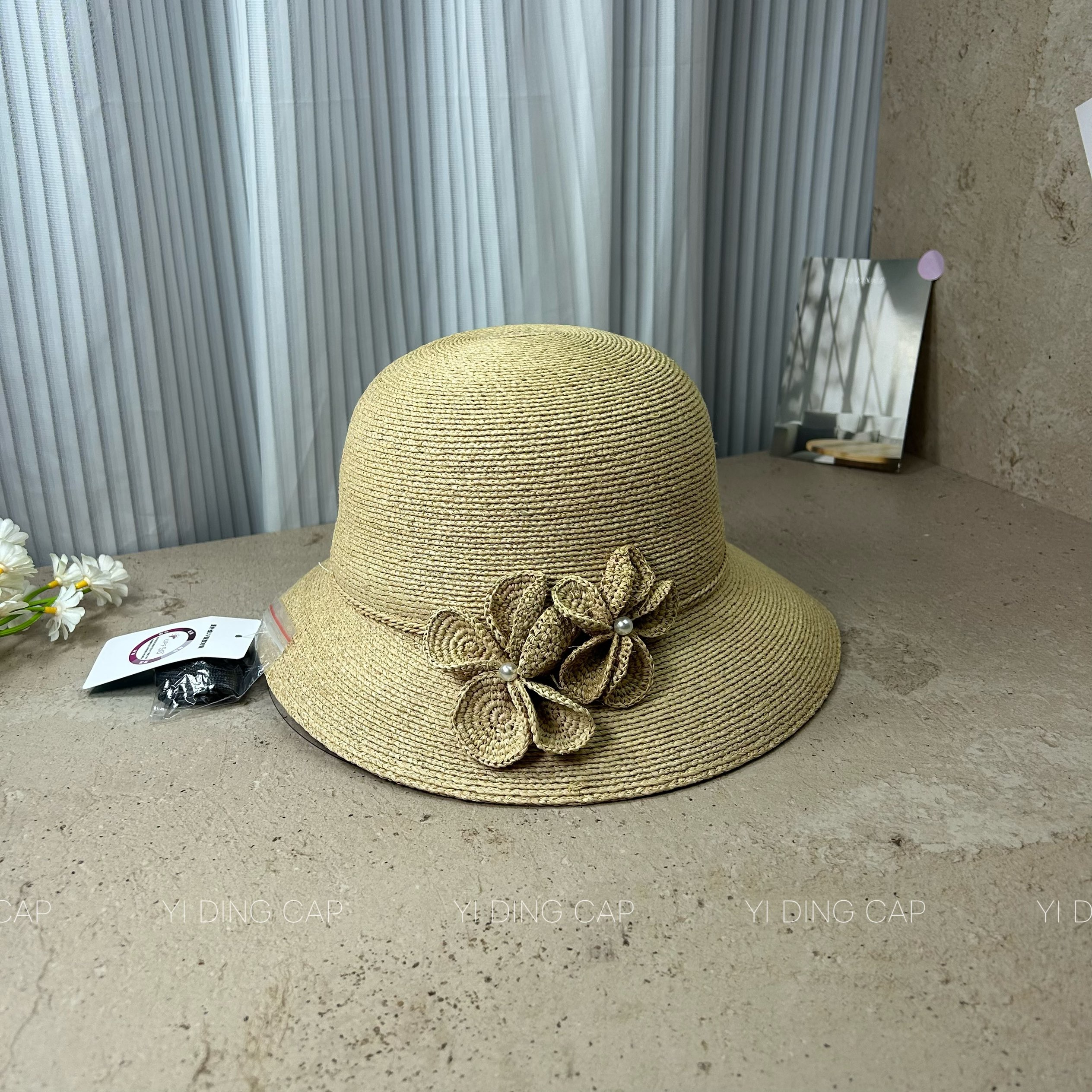 夏季拉菲草重工防晒女渔夫帽女