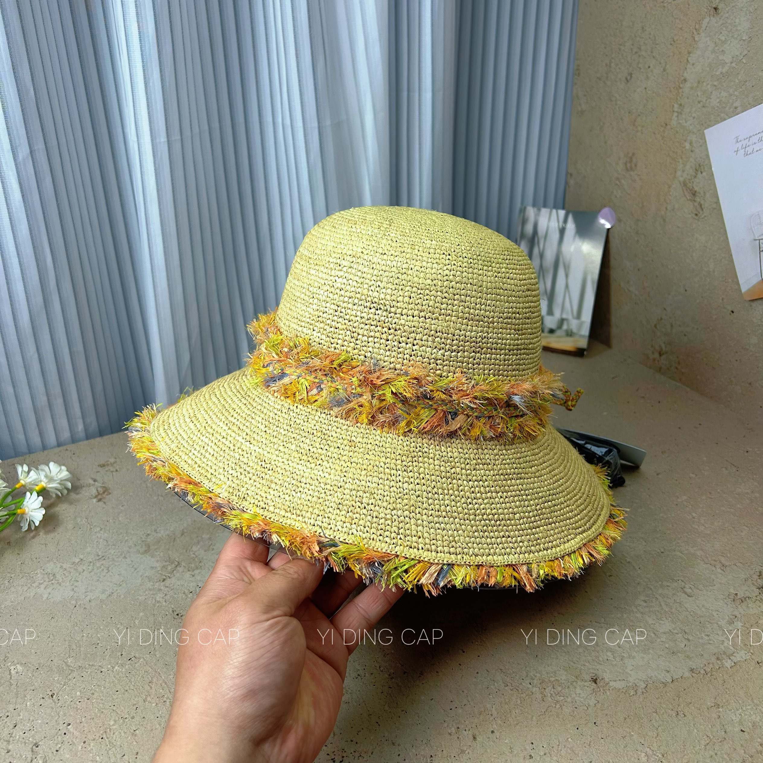 夏季度假拉菲草渔夫帽女显脸小