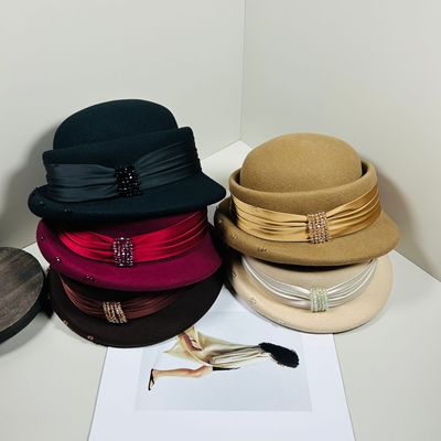 法式赫本风纯羊毛弯檐贝雷帽女