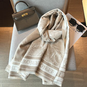 围巾女款 2025新款 冬高端大气披肩高级感仿羊绒驼色秋冬双面围脖