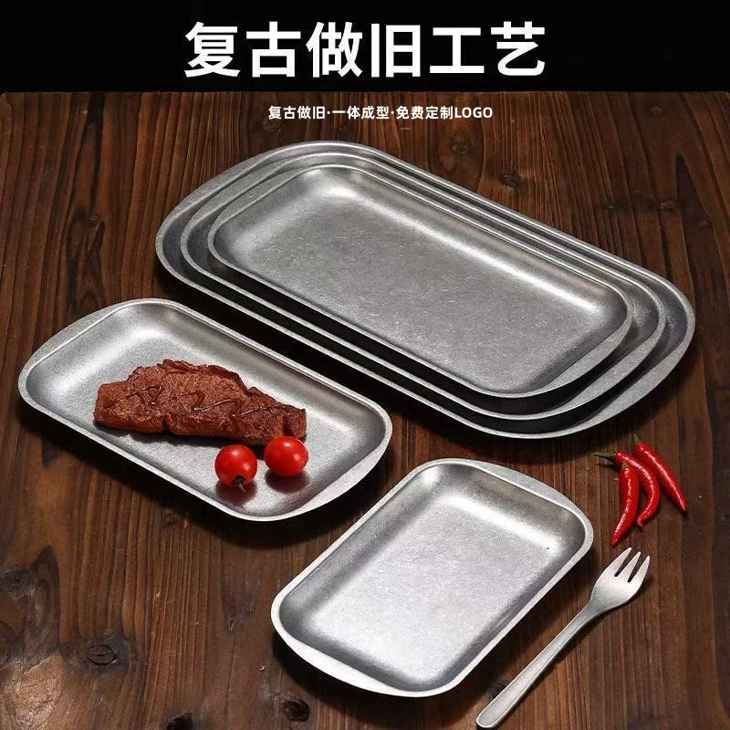 韩式朝鲜族不锈钢托盘复古餐具盘