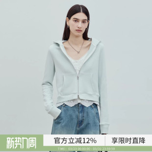 静奢简约廓形休闲拉链连帽卫衣上衣 时尚 BLUEWEDIAN2026春季 新品