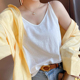 新款 雪花棉吊带背心薄款 微透V领内搭无袖 夏季 上衣女装 辣妹小个子