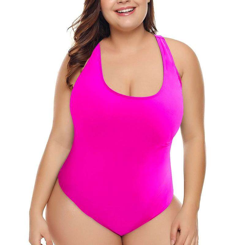 Solid color swimsuit sexy high elastic fabric one-piece