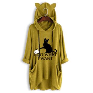 Cat Ladies Loose Size Long Hooded Womens Large Ears Tops