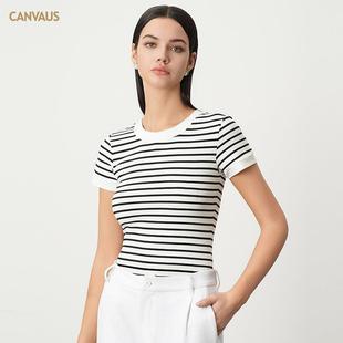 round contrast neck bottoming shirt stitching top color