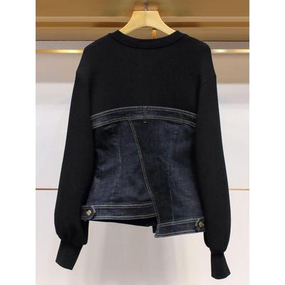 women diamonds beaded zippers denim jacket spring autumn