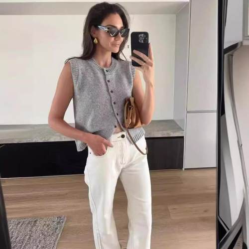 women knitted Knitted style top all-match casual vest