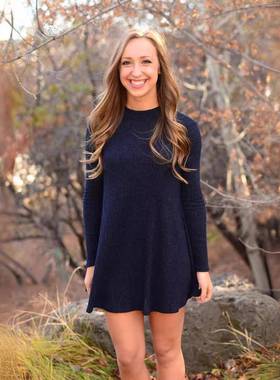 Royal Blue Navy Long Sleeve Dress