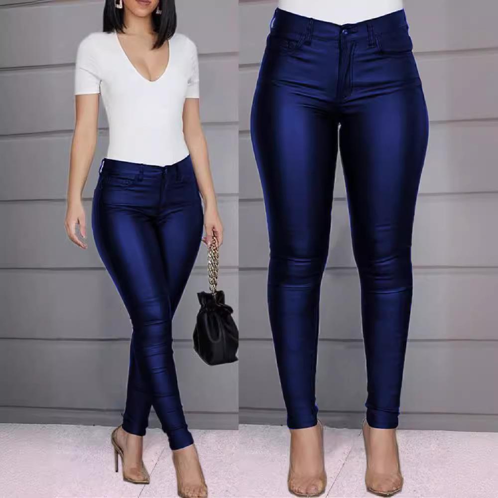sexy color leather casual pants trousers pants Solid skinny