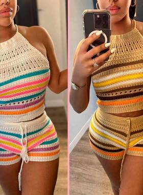 Womens sweater fashion backless halter neck top hip-wrapped