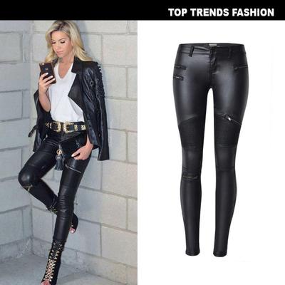 women pants models motorcycle multi-zipper splicing pants