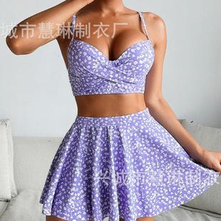 pleated ruffle ruched womens little skirt hem floral sexy