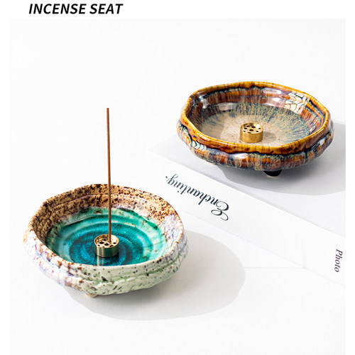 侘寂风复古冰裂纹线香底座