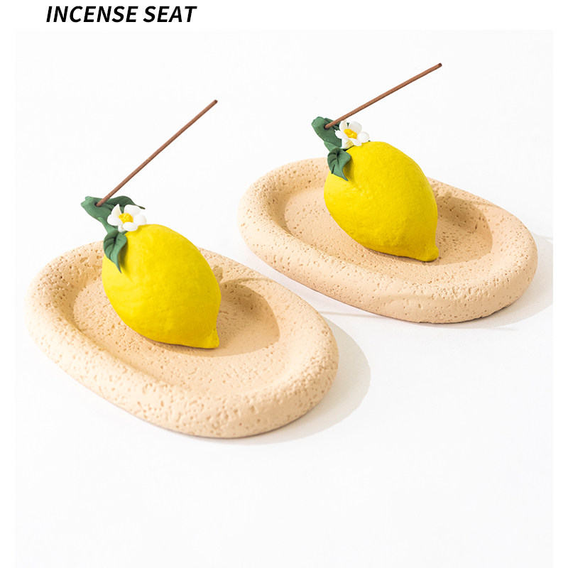 陶瓷柠檬线香香插香盘底座香托客厅室内高级感香薰装饰摆件接灰盘,家居饰品,香托/香盘/香座/香插,淘宝优惠券,粉丝福利购,淘宝优惠卷