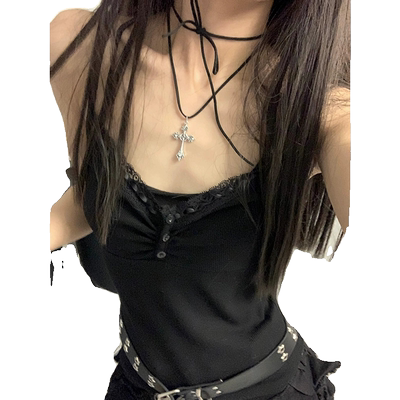黑色蕾丝吊带背心女夏季内搭上衣