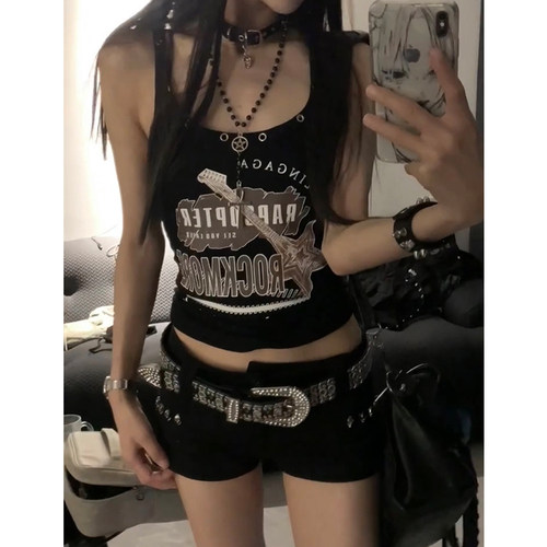 美式无袖吊带背心女夏季外穿上衣