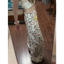 女2025新款 卡通可爱kitty猫咪印花白色阔腿牛仔裤 直筒宽松慵懒风