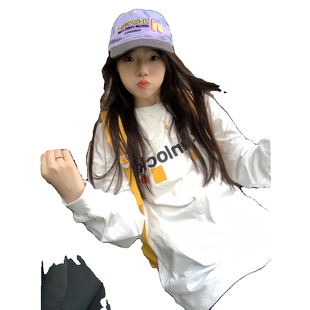 国潮牌美式街头圆领oversize卫衣女春秋季无帽设计感小众长袖上衣