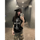 修身 十字架人像视觉亚文化索罗娜正肩短袖 t恤女夏y2k美式 辣妹上衣