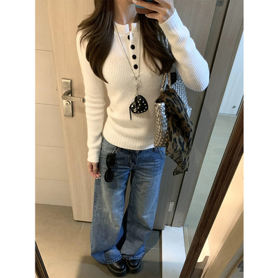 白色内搭毛衣针织打底衫女秋冬季