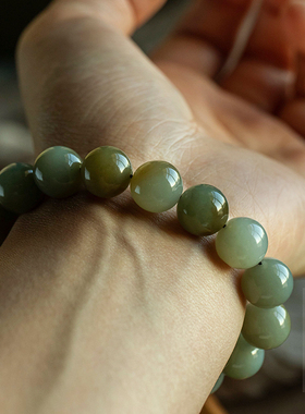 一兴孤品和田玉圆珠单圈手串