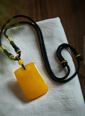 孤品【蜜蜡·无事牌】精致琥珀吊坠毛衣链高档玉石男女 一物一证