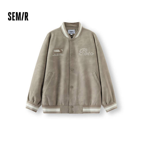 【商场同款】森马外套男秋绣花棒球服2025新款PU夹克107525108104