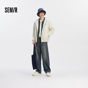 王安宇商场同款森马牛仔裤男弯刀裤复古2025秋季新款宽松弧形裤子