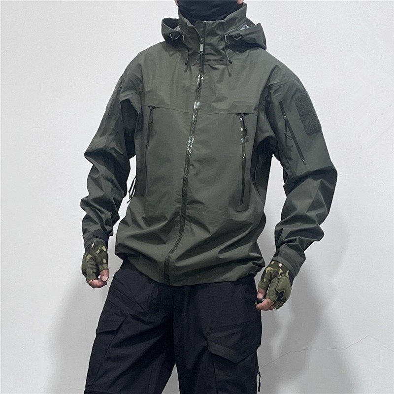 鸟家防雨水硬壳战术单层冲锋衣男秋冬防风户外登山服外套连帽风衣