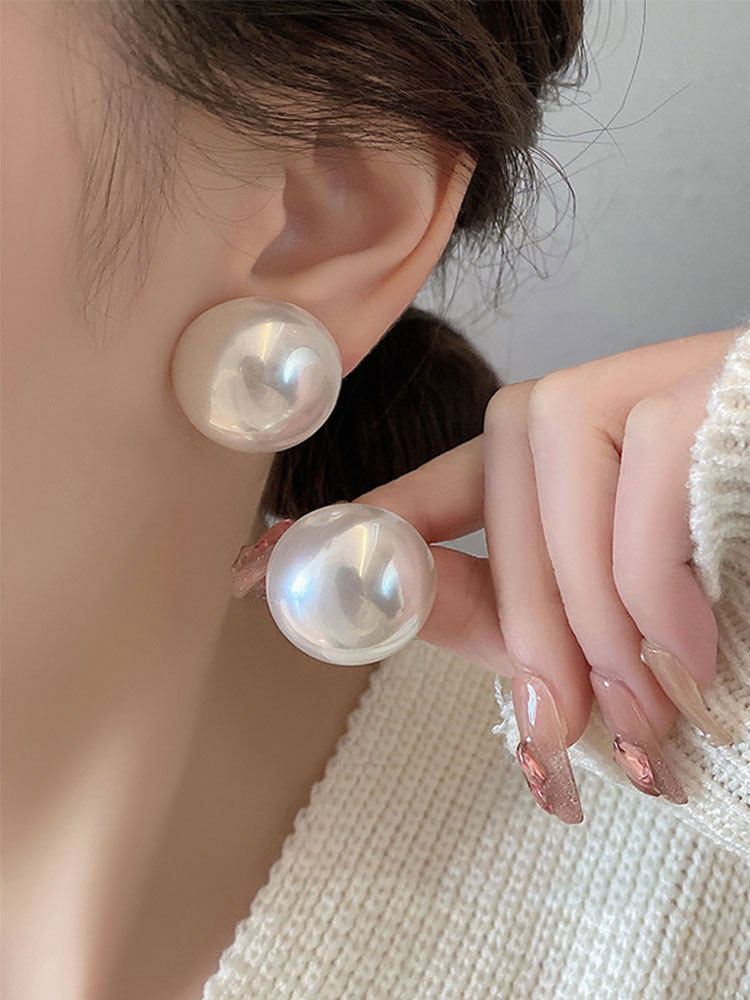YAOYIZUN 法式又日常@大珍珠耳钉女气质复古港风2025年新款潮耳环