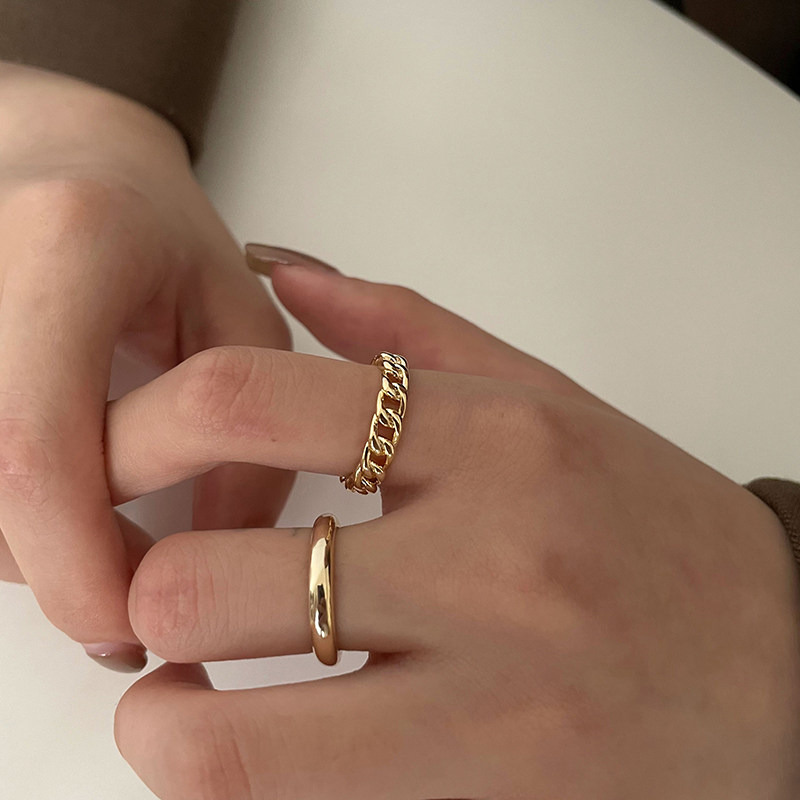 欧美金色麻花戒指组合套装2022年新款ins小众设计感高级食指戒环