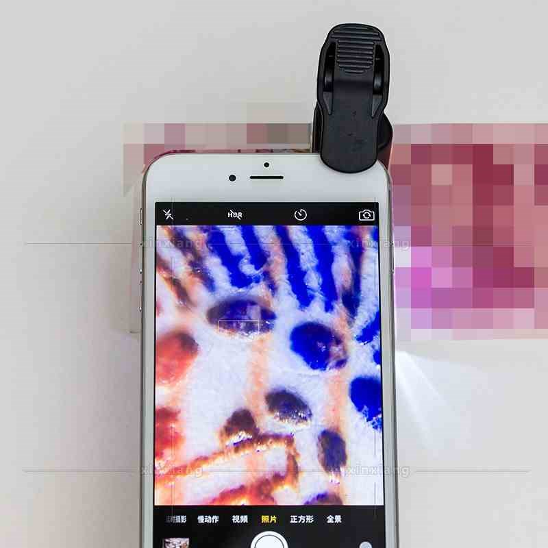 工厂60-100倍通用手机夹式放大镜便携显微M镜带灯验钞灯7751W
