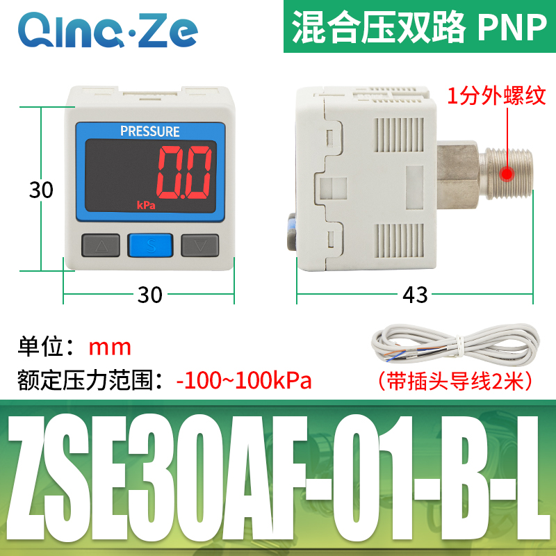 SMC型数显ZSE数字ISE30A气压表01压力表N开关L真空表DPSN1负压020