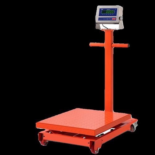 静音PU万向轮移动式带轮台秤500kg加厚手推带刹车磅称工业电子秤