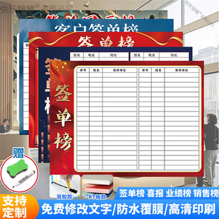 个性创意定制KT板签单墙喜报展板装饰公司业绩榜反复使用抽奖墙贴
