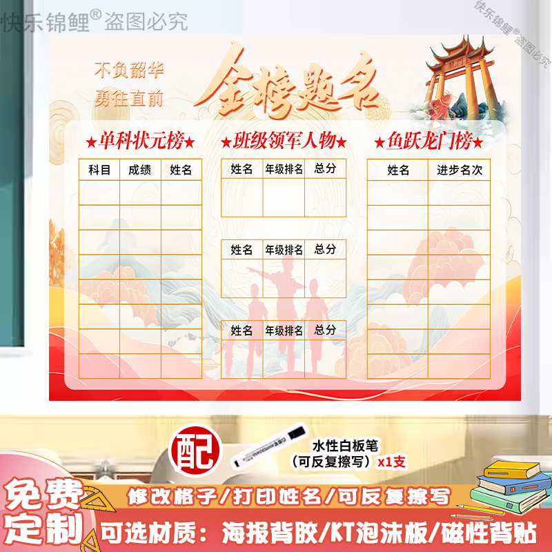 班级布置教室装饰光荣榜状元展示墙荣誉榜排名表扬栏kt板磁性墙贴