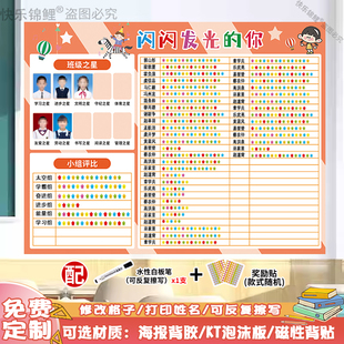 班级教室布置雏鹰争章墙贴小学你追我赶评比栏红花奖励榜kt板磁性