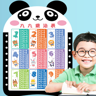 儿童九九乘法口诀表九因歌海报乘数表乘除法墙贴纸大挂图英文挂墙
