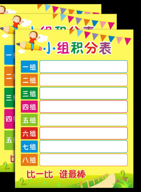 小学班级小组评比栏墙贴